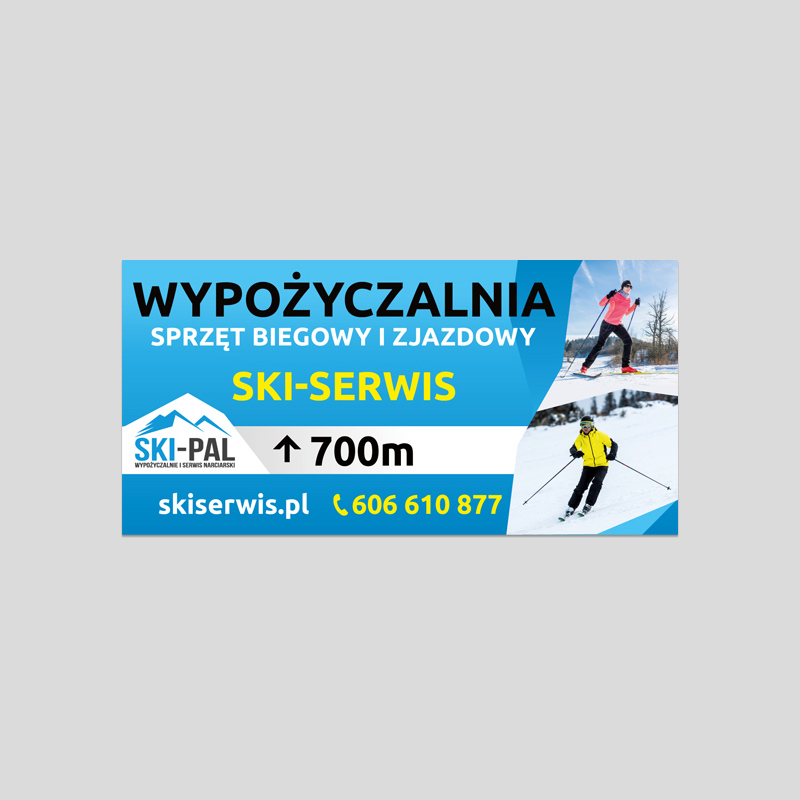 Projek banera dla wypozyczalni nart Wrocław, Jelenia Góra